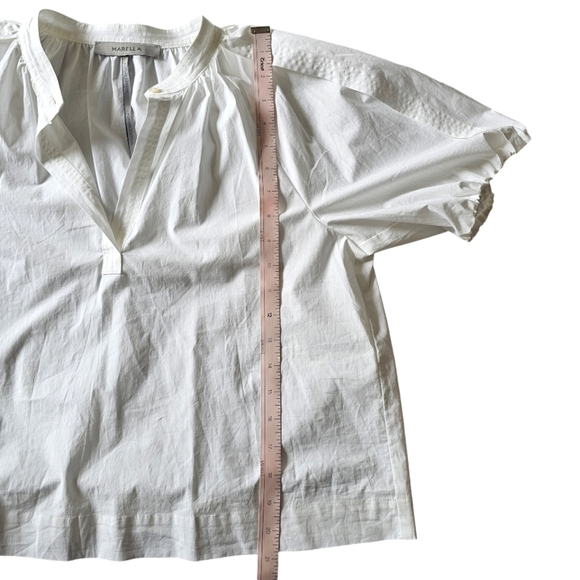 Marella Crop Oversized Cotton Puff Sleeve Blouse Size 4 - Picture 6 of 8
